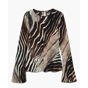 NWOT Mango MNG Women's Long Sleeve Zebra Print Top Size 8